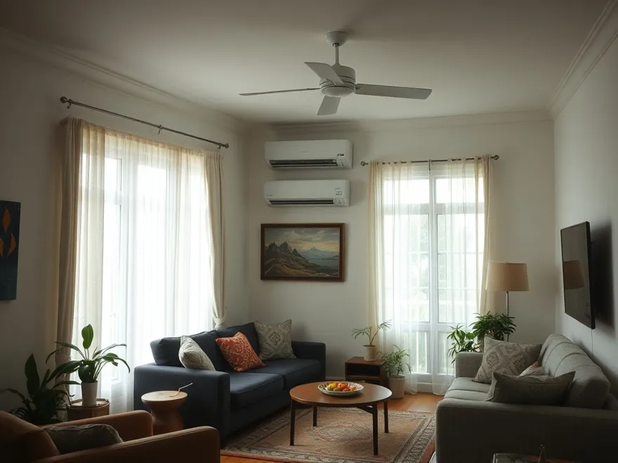 Cool living room on a humid summer afternoon with the air conditioning running